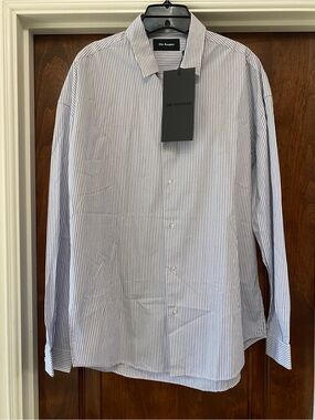 The Kooples Mens Oversized Brera Lux Black Striped Button Down Shirt NWT Sz S